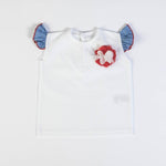 Completo Neonata Bambina in Cotone Fiore Rosso - maglia