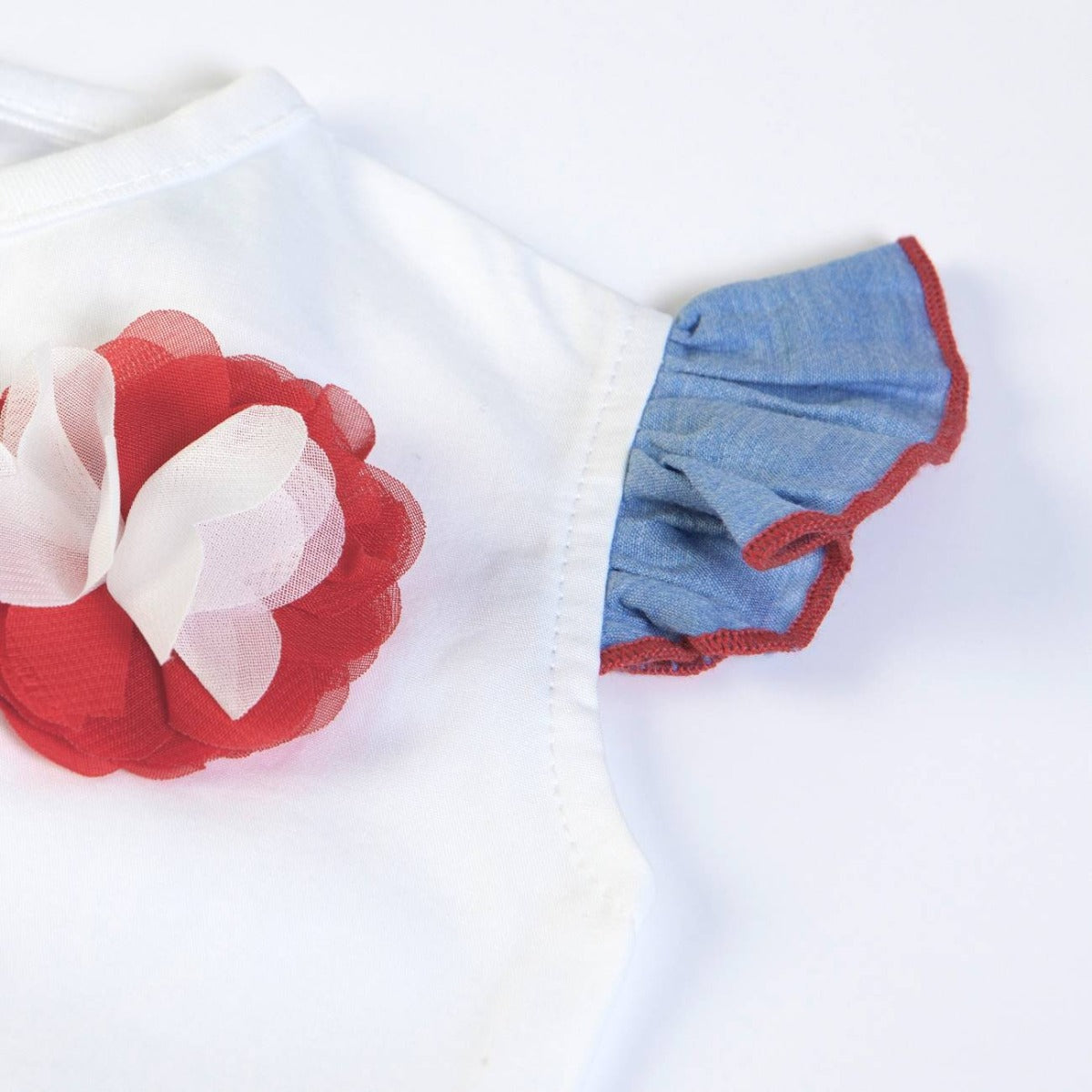 Completo Neonata Bambina in Cotone Fiore Rosso - manica