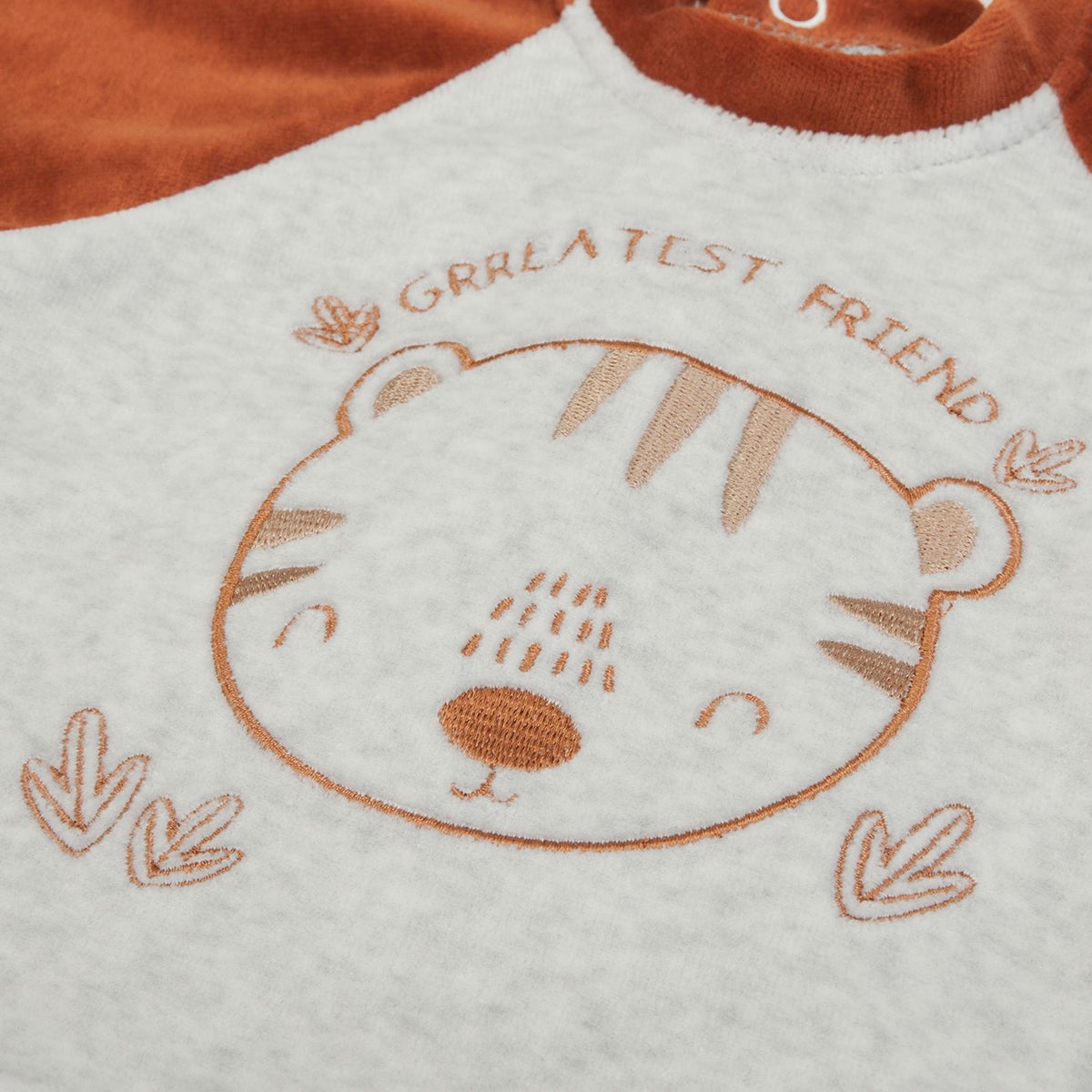 Tutina Neonato Nascita in Ciniglia 2 Pezzi - Tigrotto - ricamo