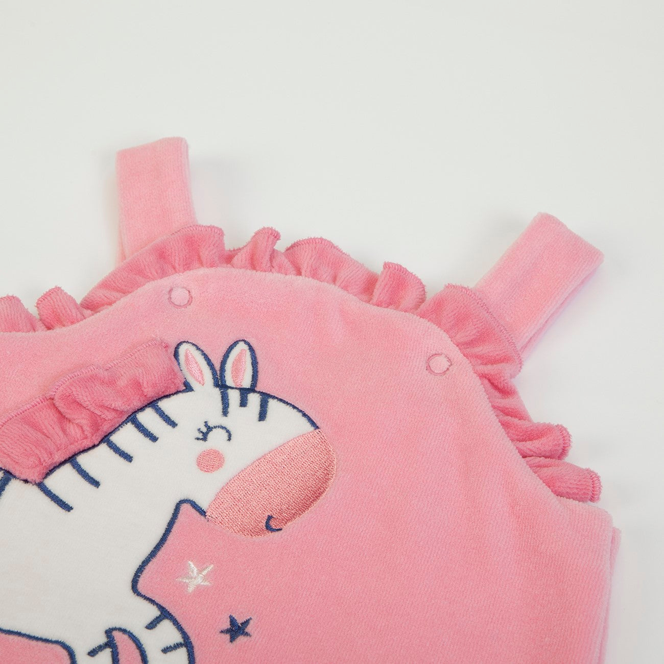 Tutina Neonata Nascita in Ciniglia con Salopette - Zebra - chiusura salopette