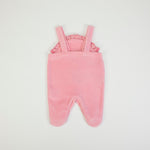 Tutina Neonata Nascita in Ciniglia con Salopette - Zebra - retro salopette