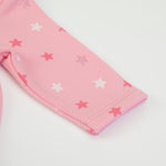 Vestito Invernale Bambina in Caldo Cotone Rosa - Stelle - manica