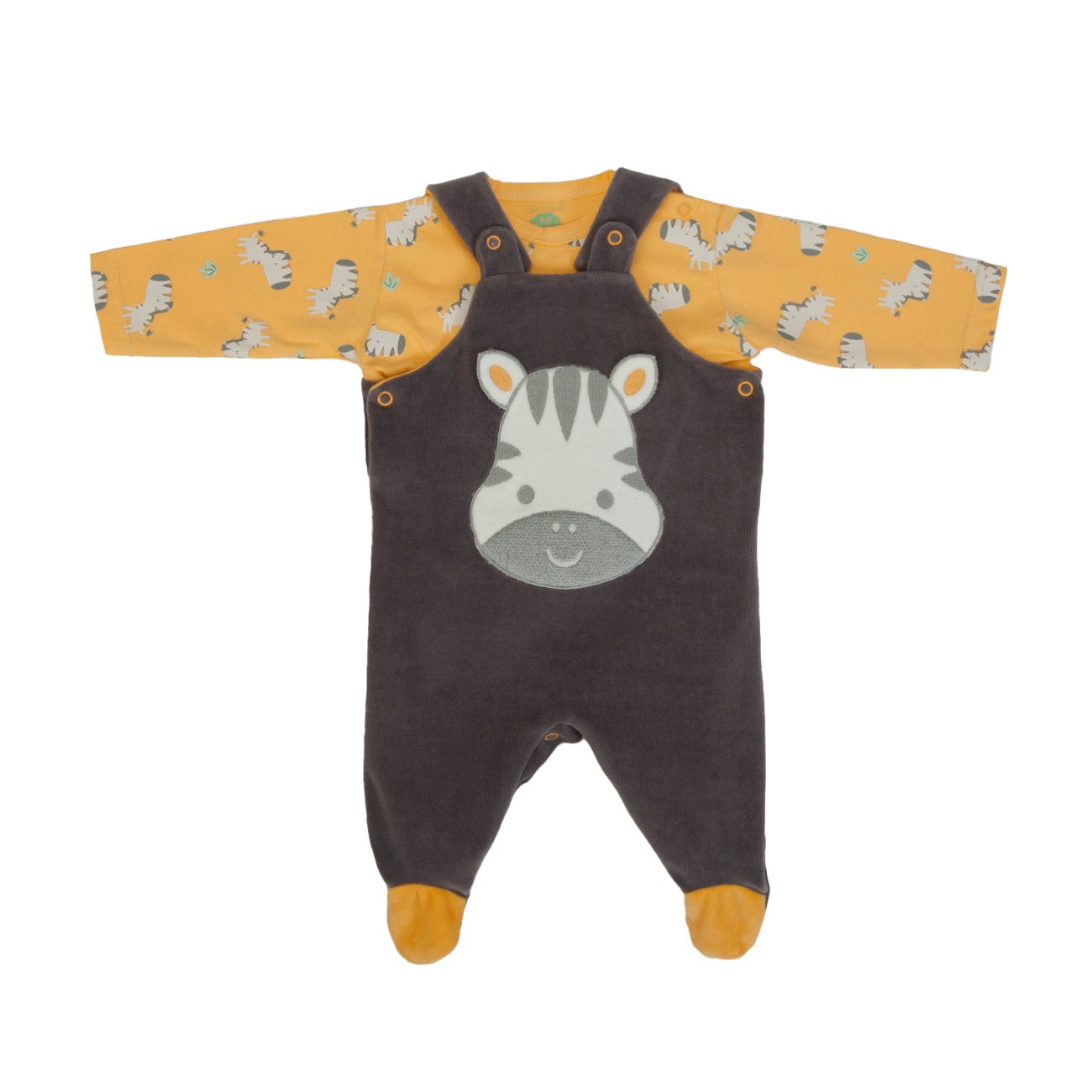 Tutina Neonato Nascita in Ciniglia con Salopette - Zebra