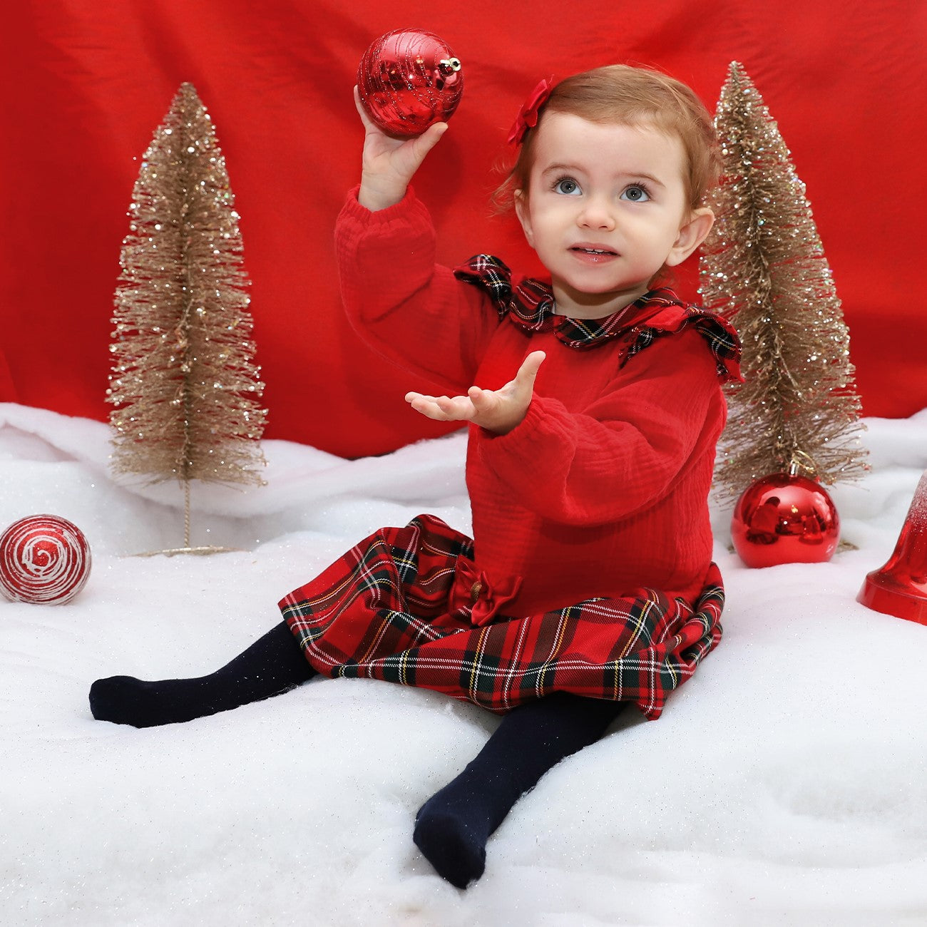 Vestito Bambina Invernale Natalizio in Tartan Quadri 