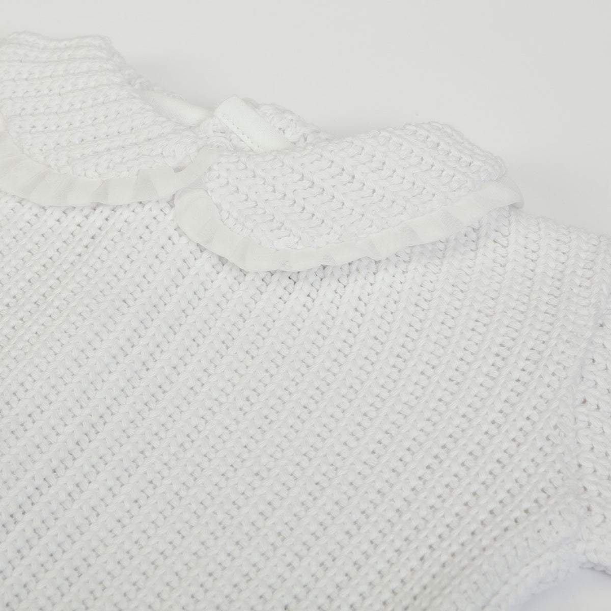 Vestito Neonata Bambina in Tessuto a Maglia bianco - colletto