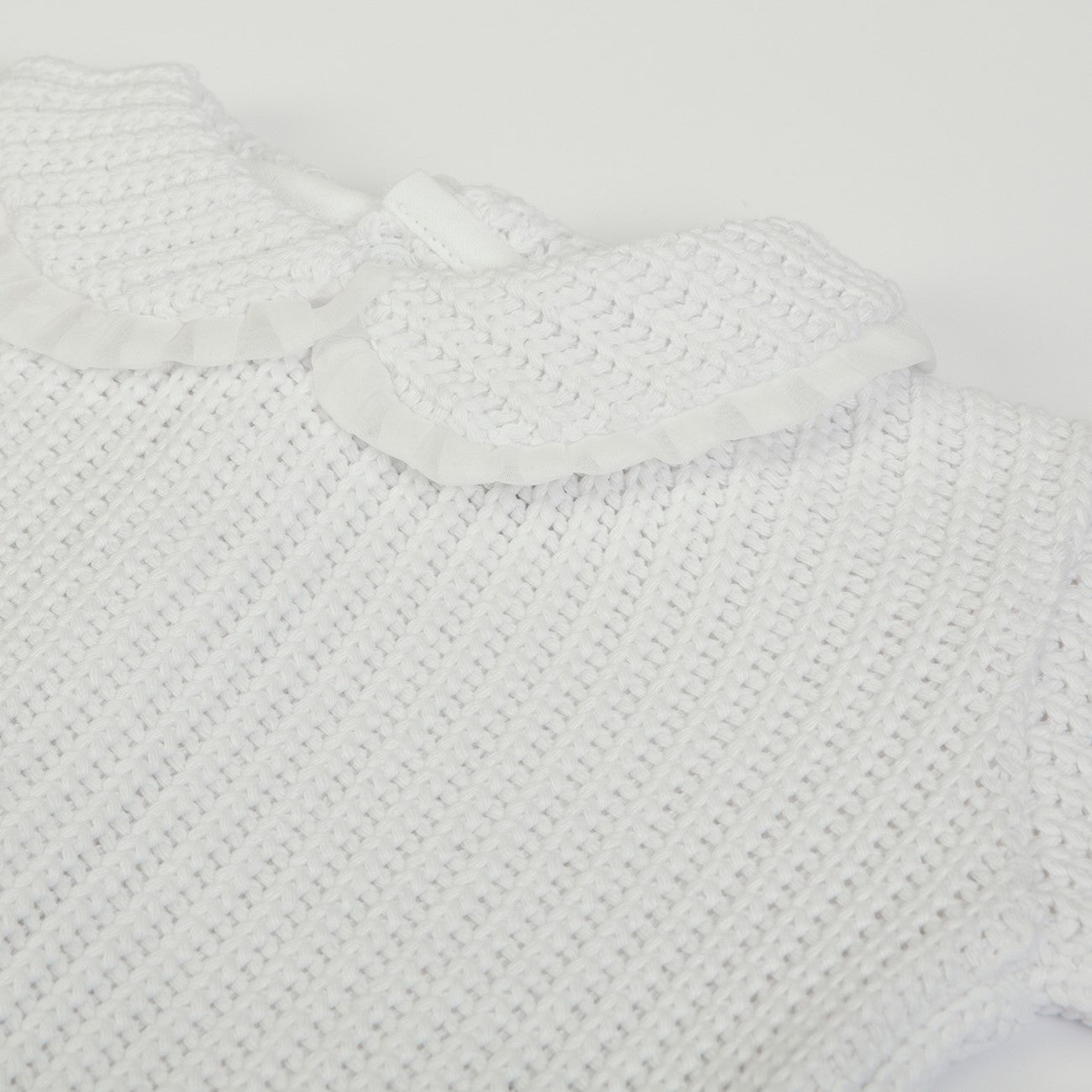 Vestito Neonata Bambina in Tessuto a Maglia bianco - colletto