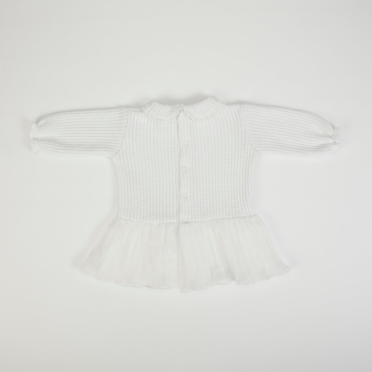 Vestito Neonata Bambina in Tessuto a Maglia bianco - retro
