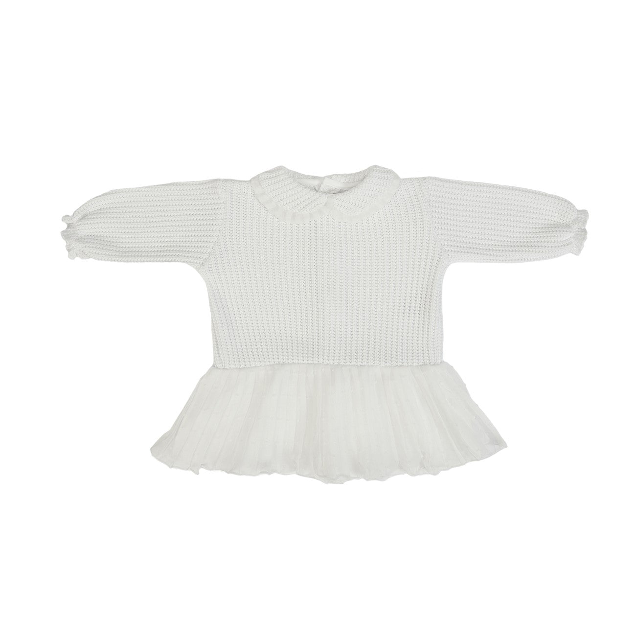 Vestito Neonata Bambina in Tessuto a Maglia bianco