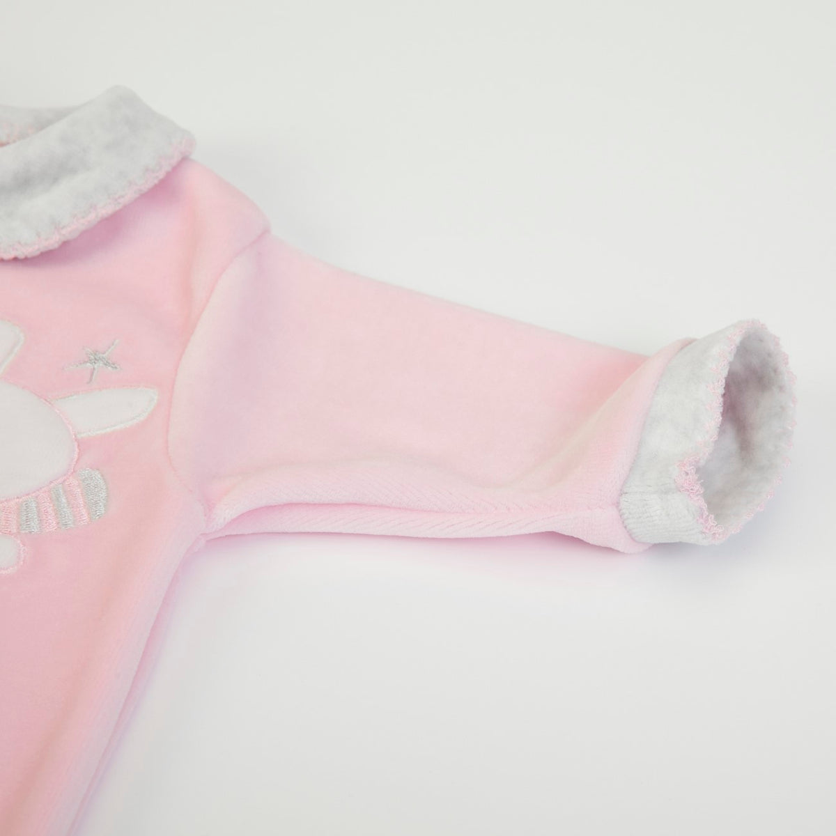 Tutina Neonata Nascita in Ciniglia Rosa Invernale - Coniglietto - manica