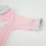 Tutina Neonata Nascita in Ciniglia Rosa Invernale - Coniglietto - manica