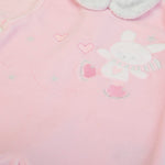 Tutina Neonata Nascita in Ciniglia Rosa Invernale - Coniglietto - ricamo