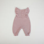 Salopette Bambina in Tessuto a Maglia Rosa - retro