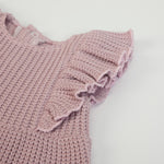 Salopette Bambina in Tessuto a Maglia Rosa - rouge