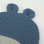 Cappellino Neonato in Tessuto Maglia Blu - orecchie