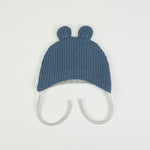 Cappellino Neonato in Tessuto Maglia Blu - retro