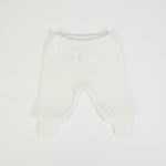 Tutina Neonato Nascita Invernale in Cotone Trapuntato Panna - pantalone