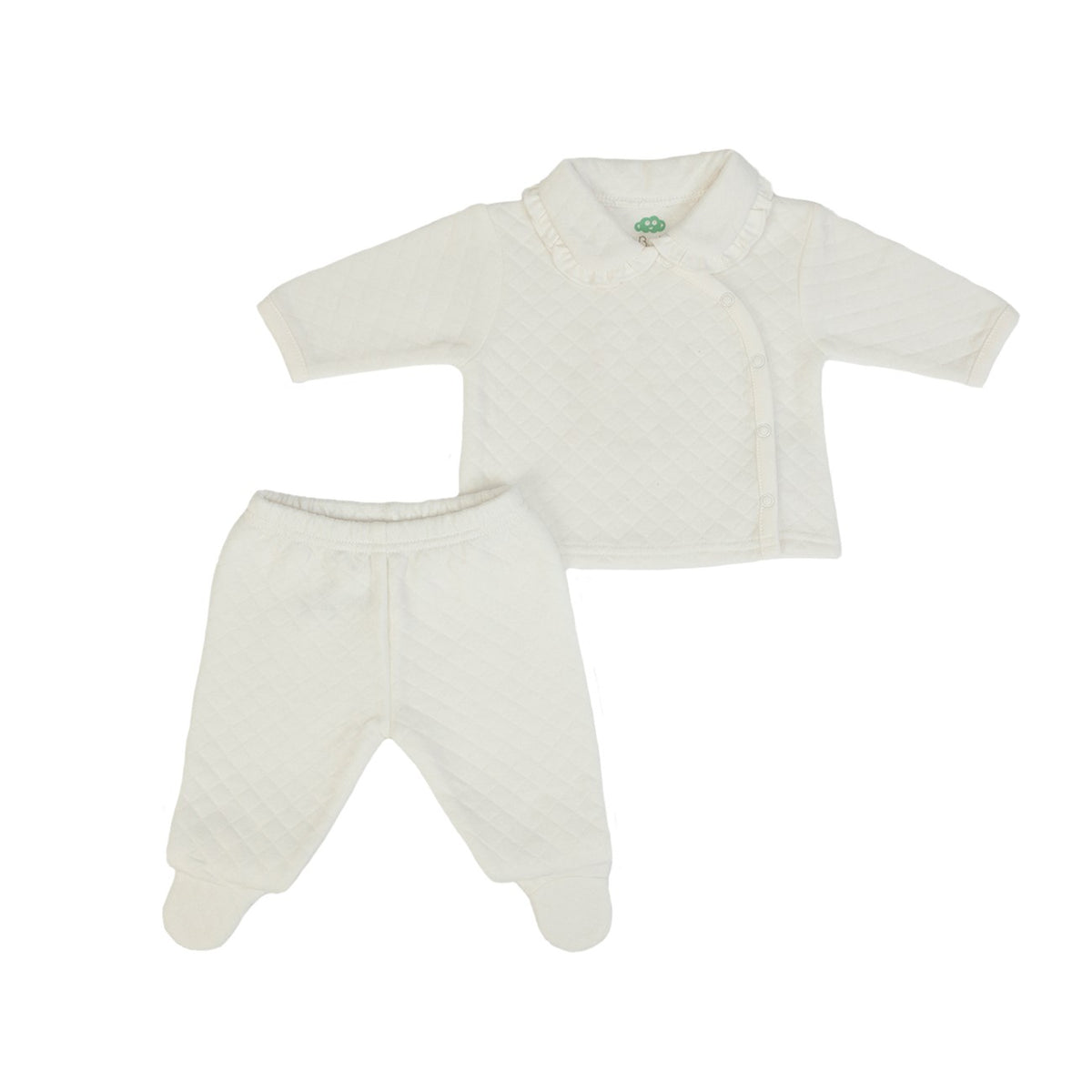 Tutina Neonato Nascita Invernale in Cotone Trapuntato Panna