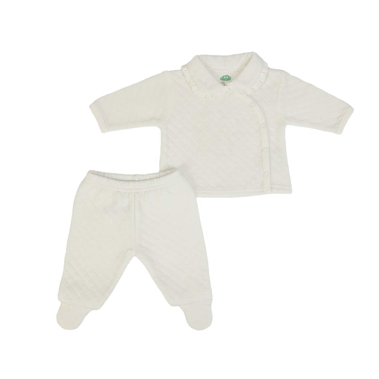 Tutina Neonato Nascita Invernale in Cotone Trapuntato Panna