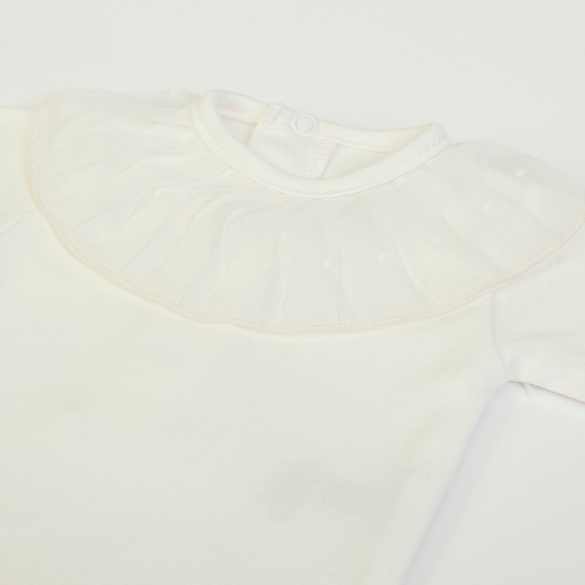 Body Neonata Bambina in Caldo Cotone Panna - Collo