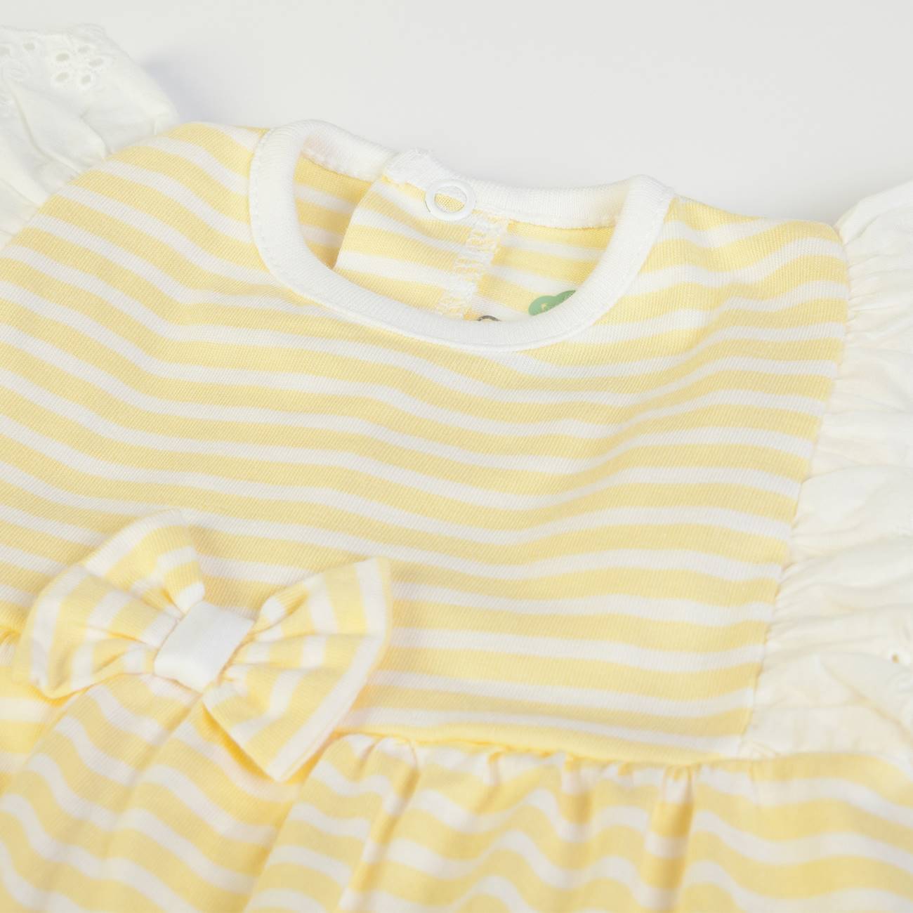 Salopette Neonata Bambina in Cotone - Sunflowers - Fs Baby - collo