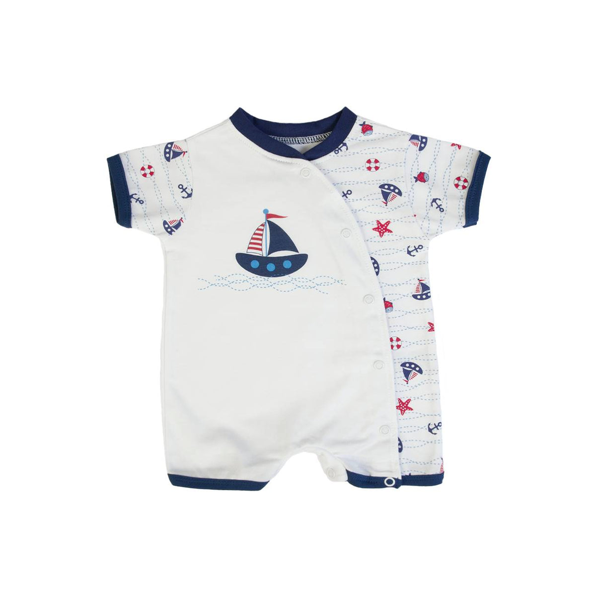 Pagliaccetto Neonato Estivo in Cotone - Barche - FS baby