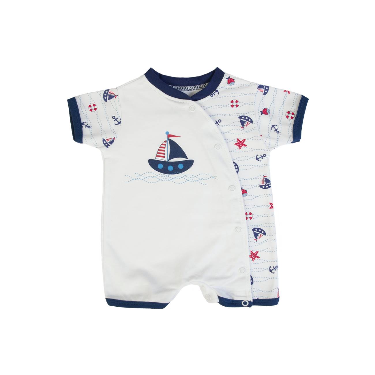 Pagliaccetto Neonato Estivo in Cotone - Barche - FS baby