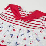 Vestito Bambina Estivo in Cotone Stampato - Marinara - Fs-Baby - collo