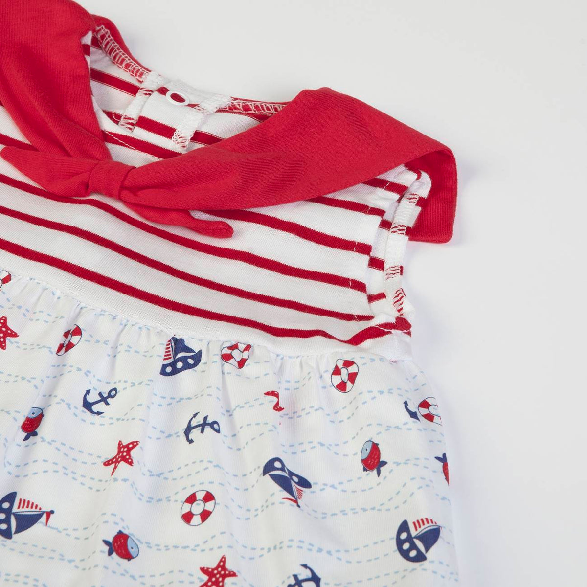 Vestito Bambina Estivo in Cotone Stampato - Marinara - Fs-Baby - manica