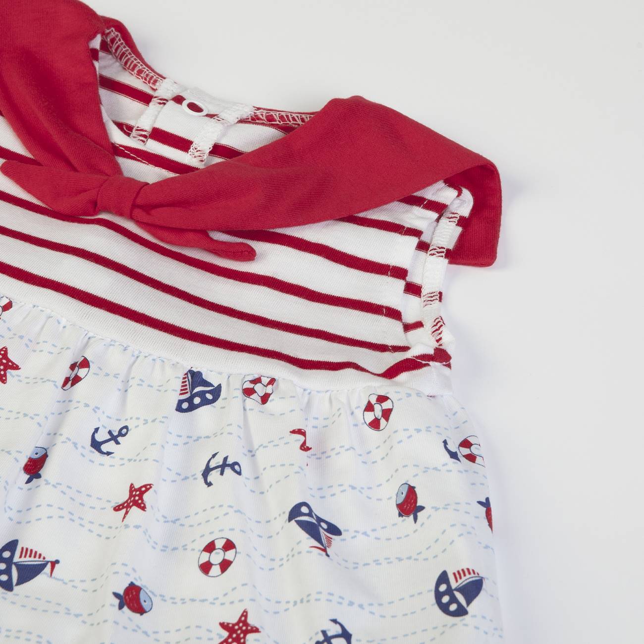 Vestito Bambina Estivo in Cotone Stampato - Marinara - Fs-Baby - manica