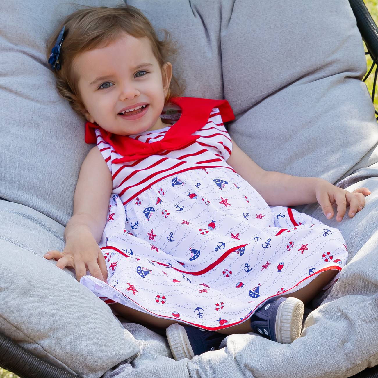Vestito Bambina Estivo in Cotone Stampato - Marinara - Fs-Baby