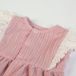 Pagliaccetto Neonata Bambina in Tessuto a Maglia Rosa Antico - Fs-Baby - collo