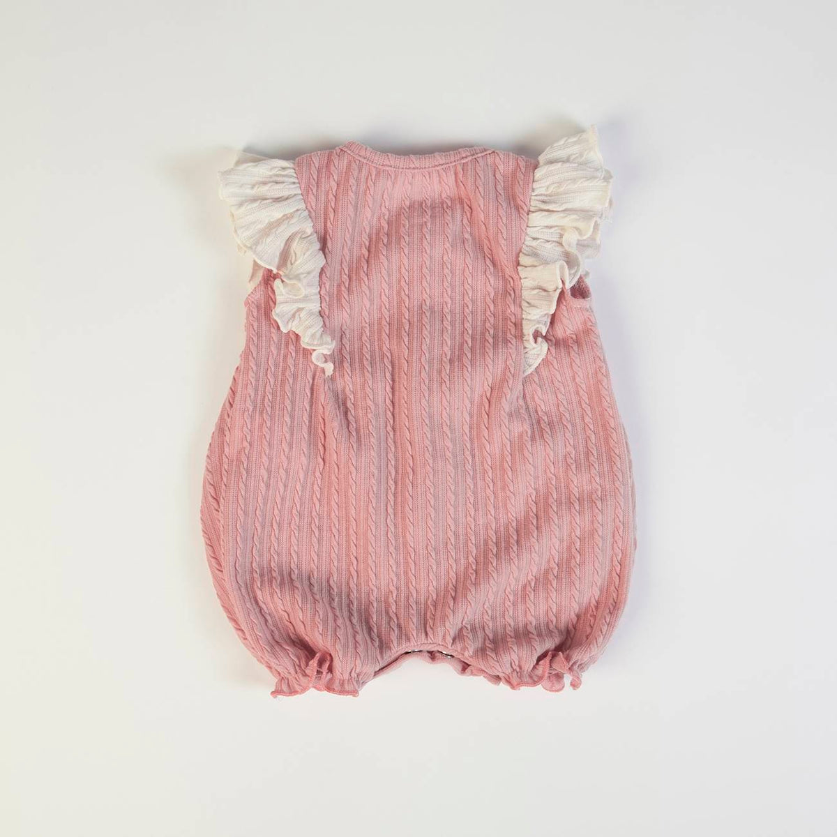 Pagliaccetto Neonata Bambina in Tessuto a Maglia Rosa Antico - Fs-Baby - retro