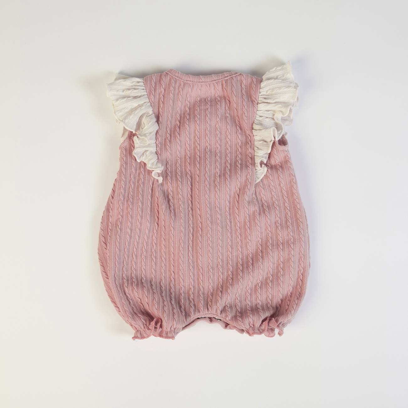 Pagliaccetto Neonata Bambina in Tessuto a Maglia Rosa Antico - Fs-Baby - retro