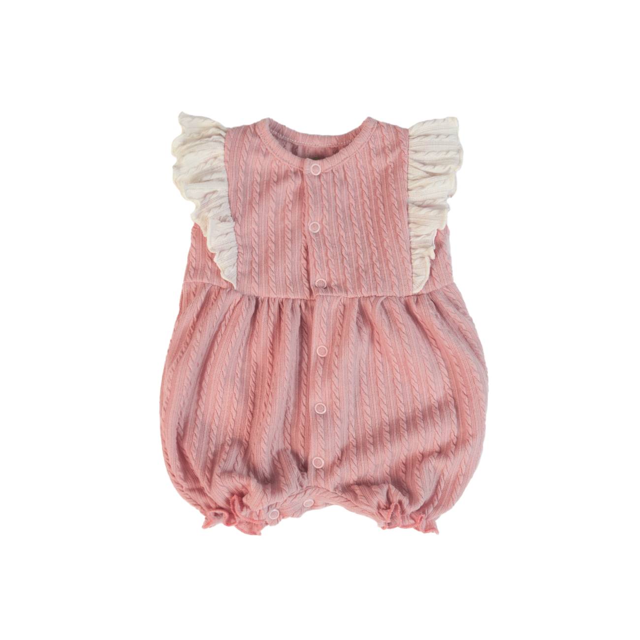 Pagliaccetto Neonata Bambina in Tessuto a Maglia Rosa Antico - Fs-Baby