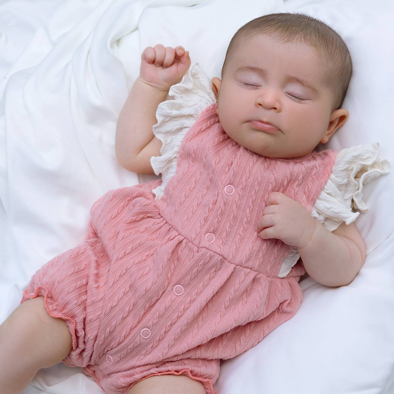 Pagliaccetto Neonata Bambina in Tessuto a Maglia Rosa Antico - Fs-Baby