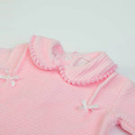 Tutina Neonato Nascita in Ciniglia Rigata Rosa - Fs Baby - colletto