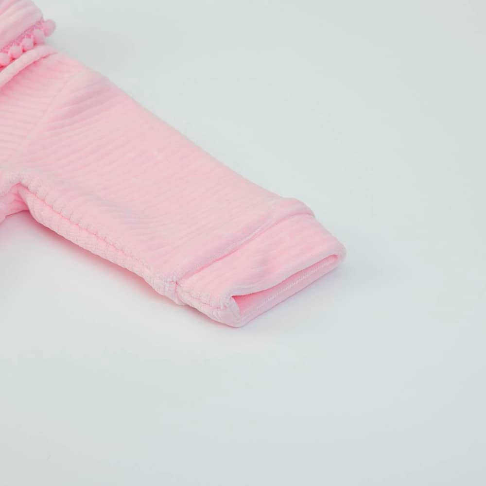 Tutina Neonato Nascita in Ciniglia Rigata Rosa - Fs Baby - polsino