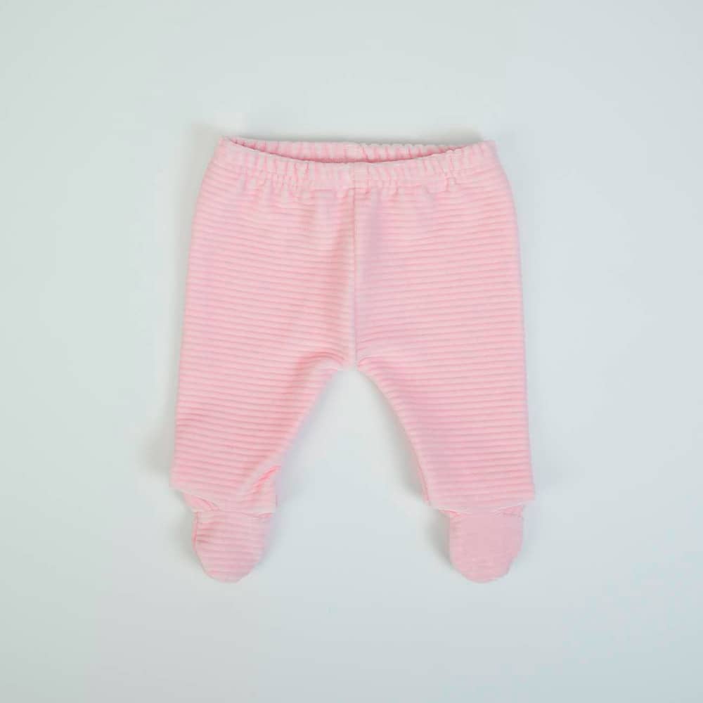 Completo Neonato Nascita in Ciniglia Rigata Rosa - ghettine