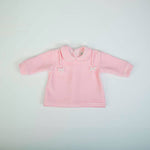 Completo Neonato Nascita in Ciniglia Rigata Rosa - maglia