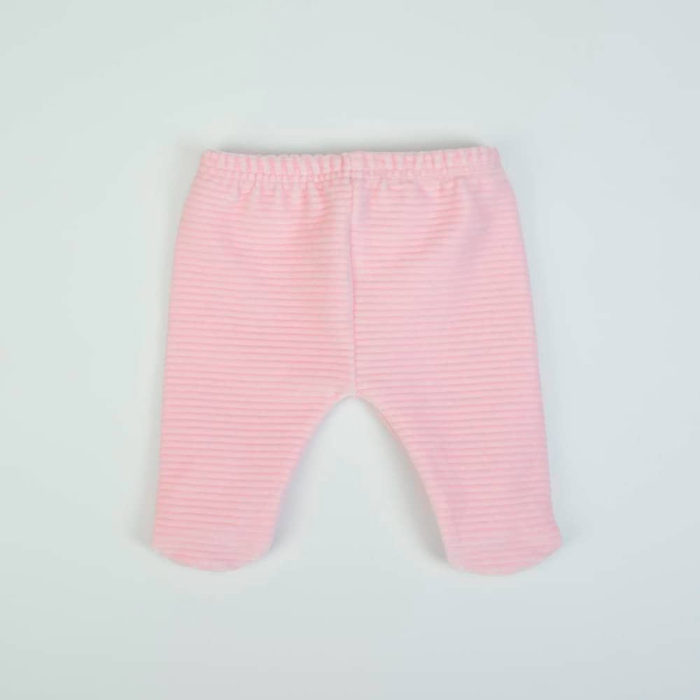 Completo Neonato Nascita in Ciniglia Rigata Rosa - retro ghettine