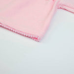 Completo Neonato Nascita in Ciniglia Rigata Rosa - rifiniture