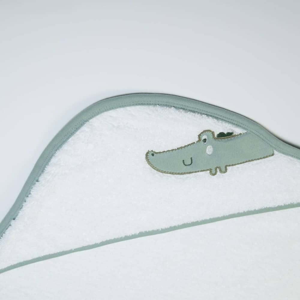 Accappatoio a triangolo neonato in Spugna - Coccodrillo - ricamo