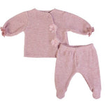 Tutina Neonata a Maglia 2 Pezzi - Rosa Cipria