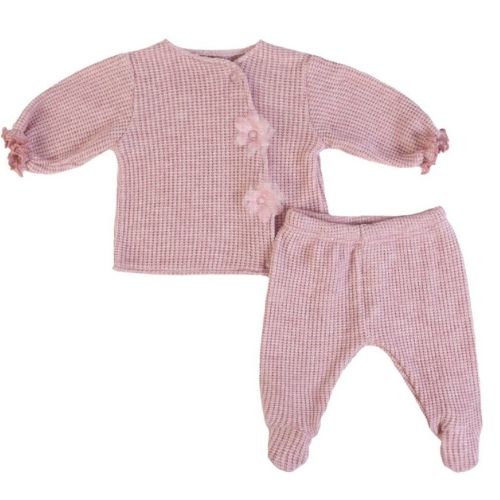 Tutina Neonata a Maglia 2 Pezzi - Rosa Cipria