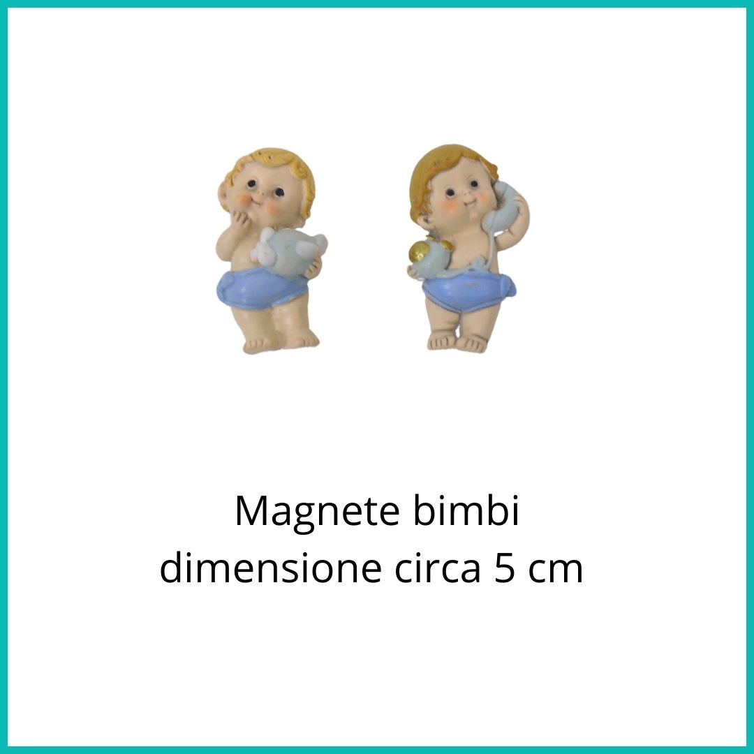 SACCHETTINO CONFETTI SEGNAPOSTO BOMBONIERA NASCITA BATTESIMO MAGNETE BIMBO CELESTE - Nene Shop