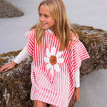 PONCHO MARE BAMBINO IN SPUGNA ROSA CON CAPPUCCIO - DAISY