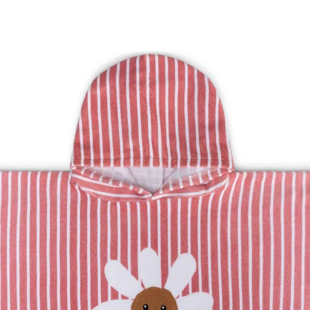 PONCHO MARE BAMBINO IN SPUGNA ROSA CON CAPPUCCIO - DAISY