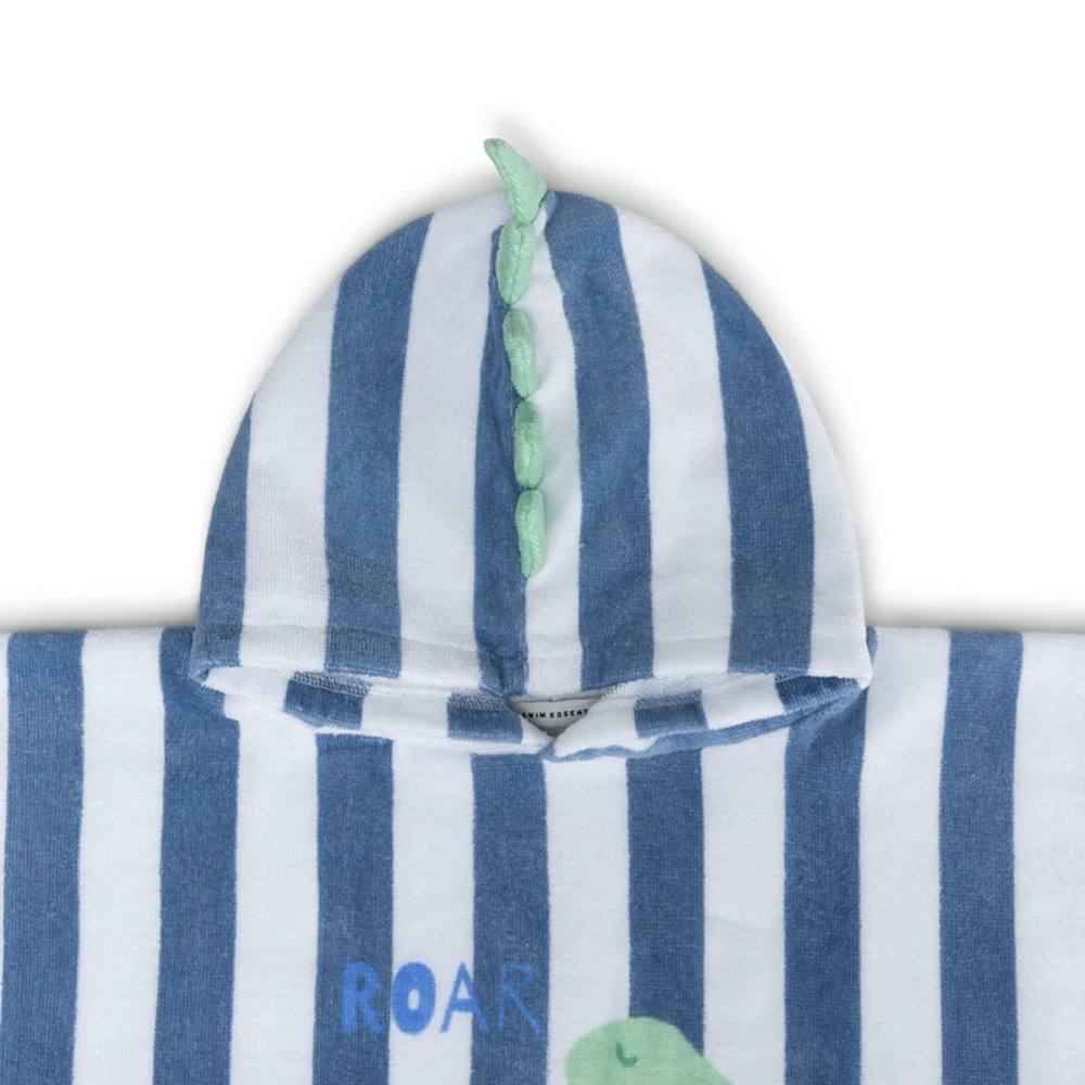 PONCHO MARE BAMBINO IN SPUGNA BIANCA E BLU CON CAPPUCCIO - DINO