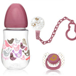 Set Regalo - Biberon, Ciuccio e Catenella - Rosa