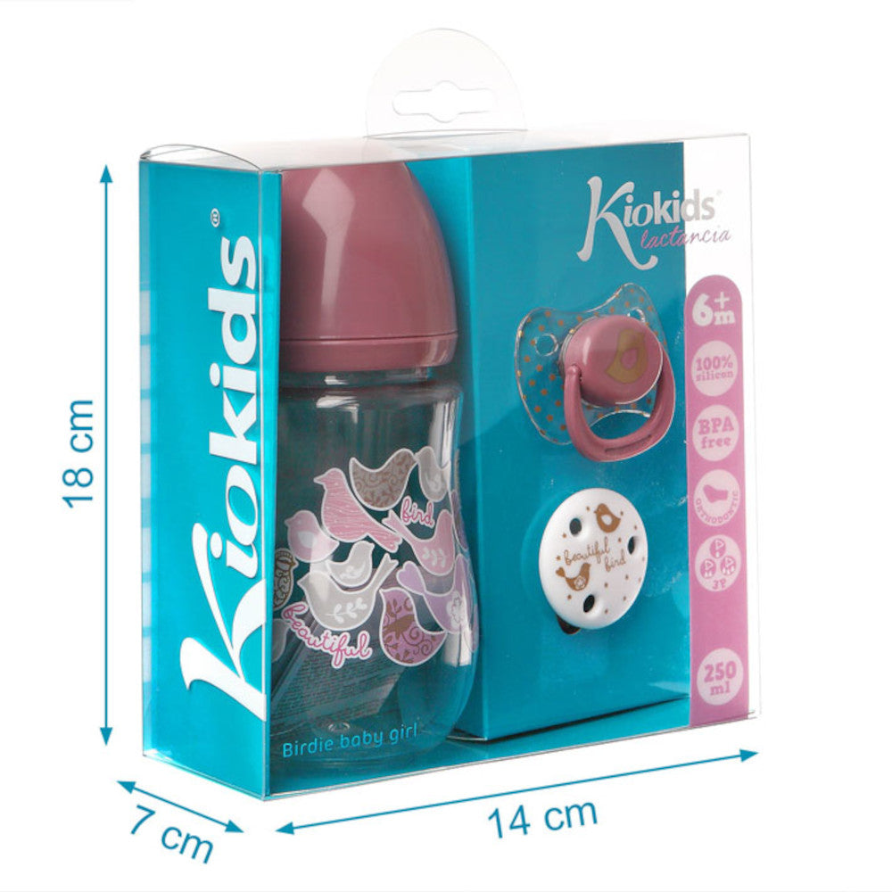 Set Regalo - Biberon, Ciuccio e Catenella - Rosa